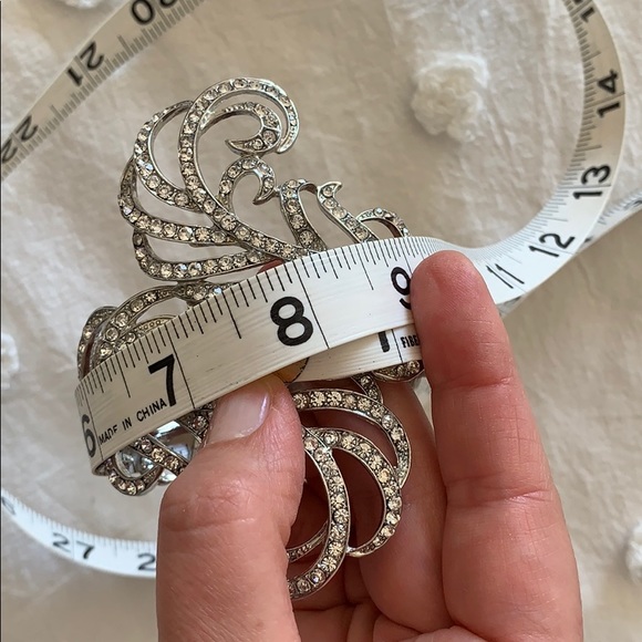 Silver Rhinestone Feather Cuff - Picture 5 of 7